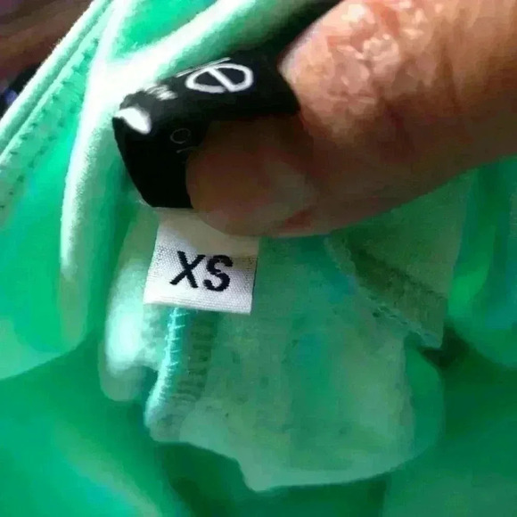 ONZIE FLOW XS LIGHT TEAL GREEN MESH STRIPE HIGH WAIST PULLON LEGGINS XS - Picture 4 of 4